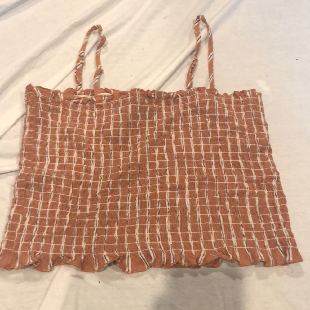 Gingham pattern ruched tank top